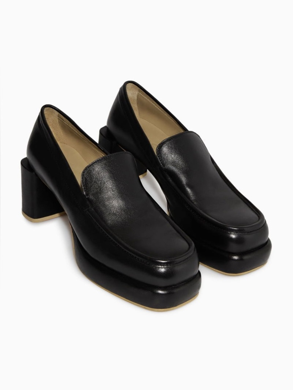 COS Leather Platform Heeled Loafers size 8